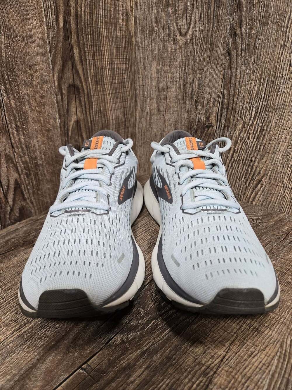 Brooks Ghost 13 Running Shoes Light Blue Gray Orange